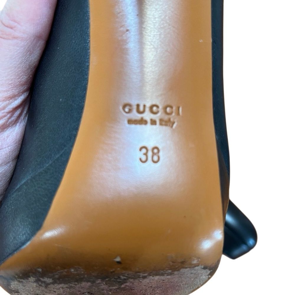 Gucci Nappa Charlotte Pump Stiletto Heels in Black Leather EU 38 US 8 MSRP $540 - Picture 8 of 10